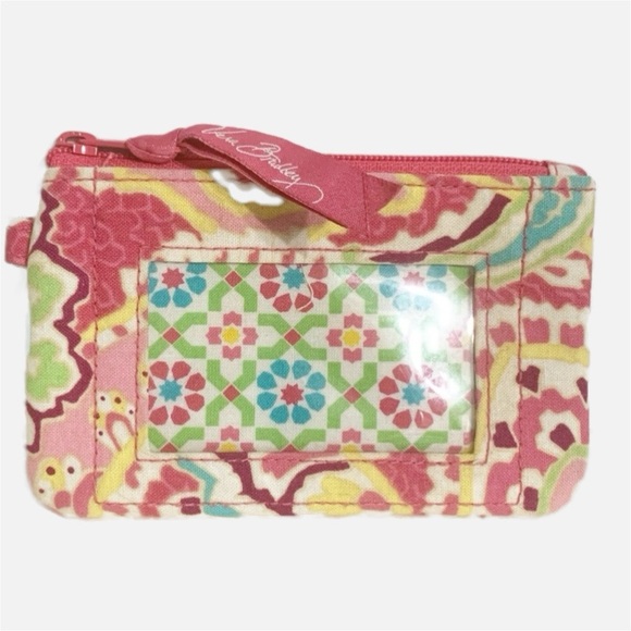 Vera Bradley Retired Capri Melon Pattern Zip ID Case Key Chain Zip Closure 🩷💚 - Picture 1 of 10